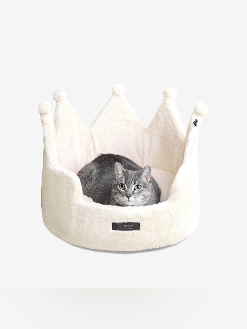 New Nandog Pet Gear Crown Dog Bed for Cats & Dogs Pearl White Ivory Cream, 16”